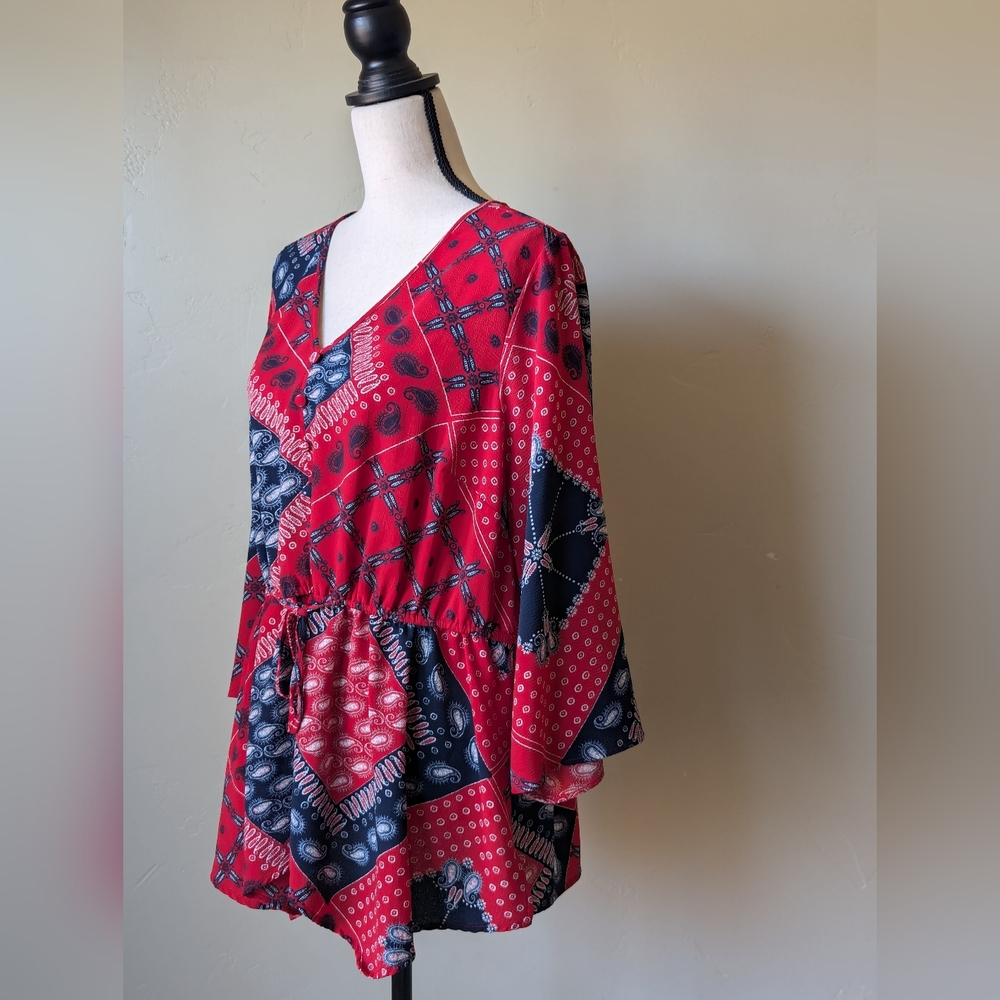 Lane Bryant Bandana Print Drawstring Blouse